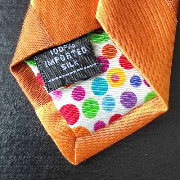 City of London | 2 toned orange 🧡 striped 100% silk tie 👔 - Picture 8 of 13